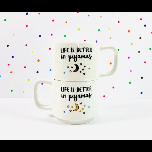 Indigo ~ “Life Is Better in pyjamas” ~ Set of 2 Mugs - Picture 2 of 8